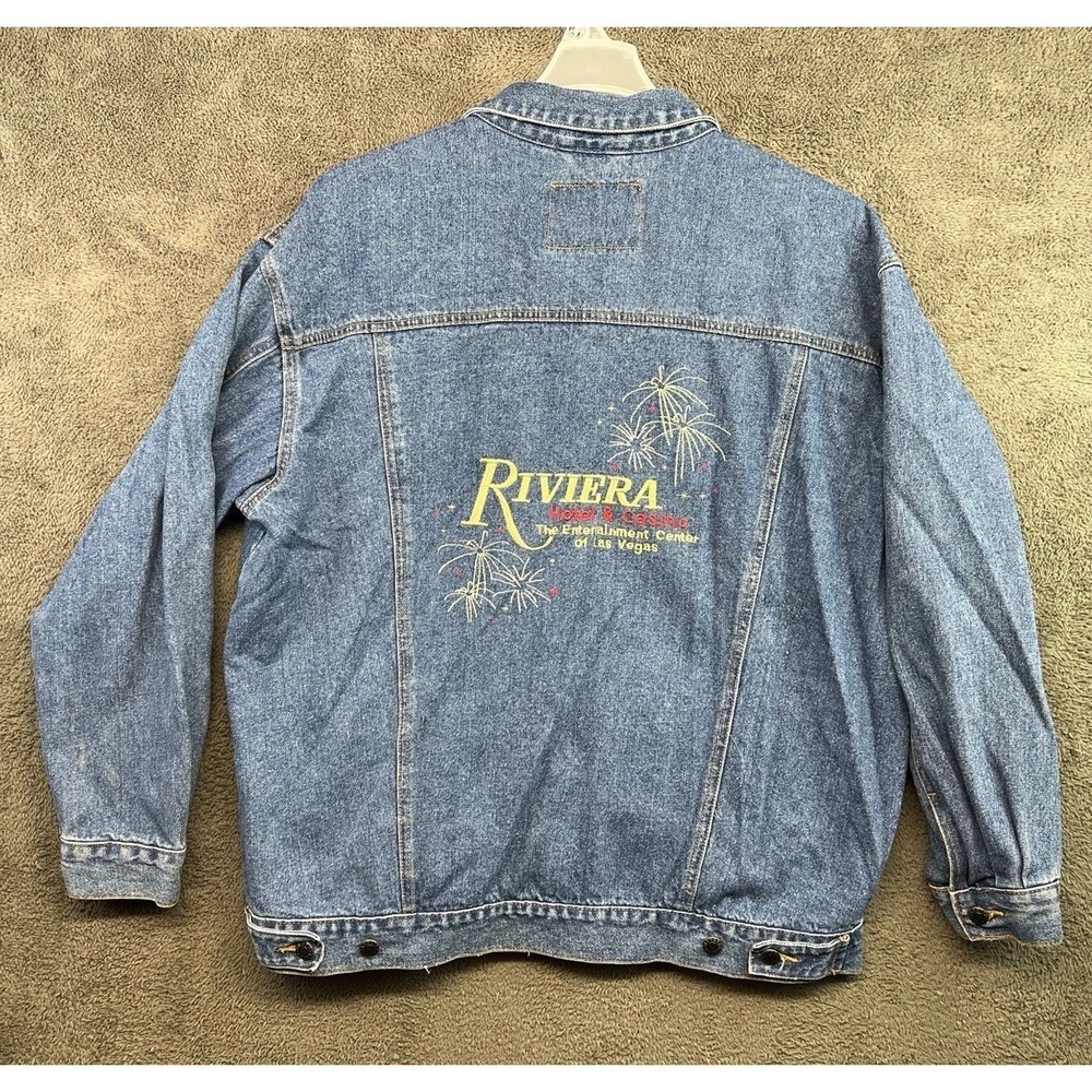 Riviera Hotel And Casino Las Vegas Denim Embroidered Jacket Size 2XL Vtg - Picture 6 of 10